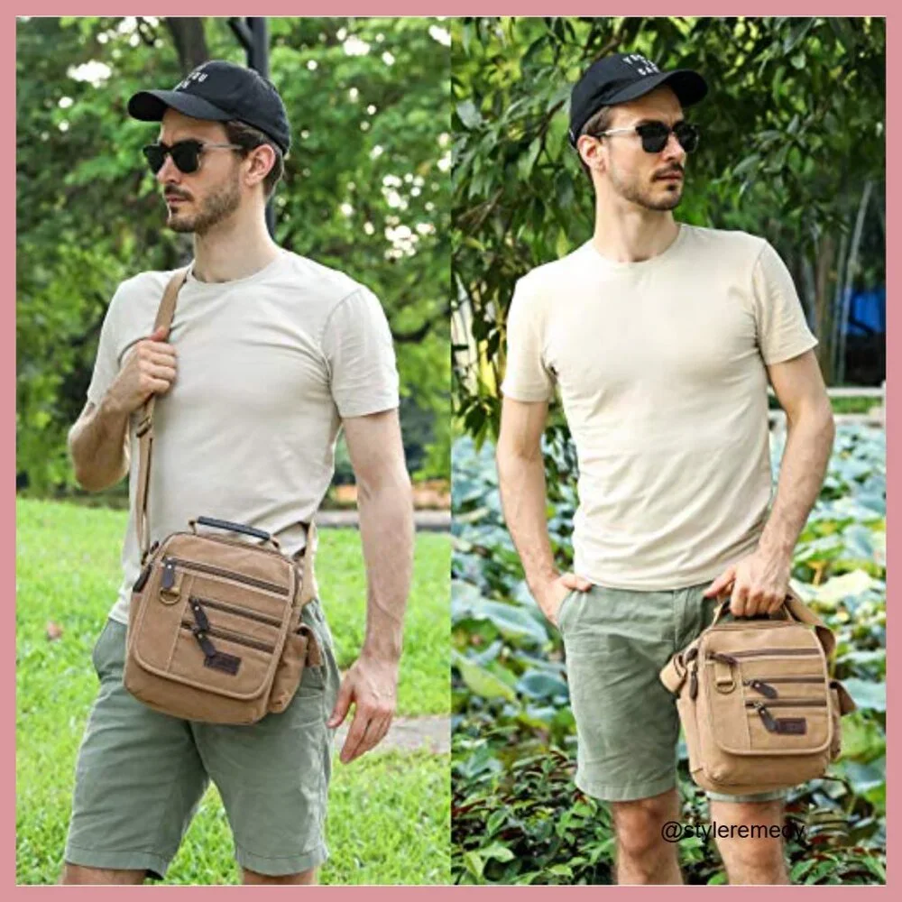 Canvas Messenger Bag Crossbody Shoulder Bag Work Bag Vintage Multi-function